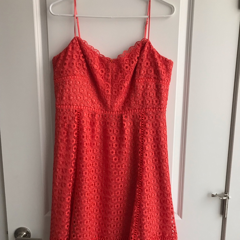 J. Crew coral lace dress